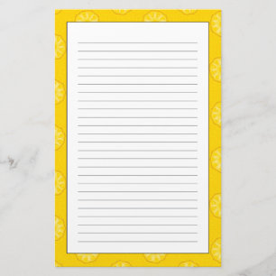 Yellow Pineapple Slices Pattern Stationery