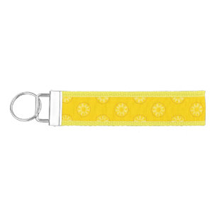 Yellow Pineapple Slices Pattern Wrist Keychain