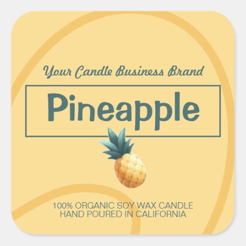 Yellow Pineapple Style Modern Soy Candles Labels 