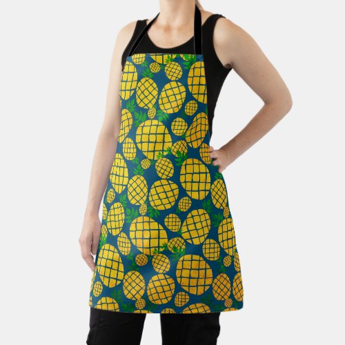 Yellow Pineapple Tropical Fruit Design Pattern Apron