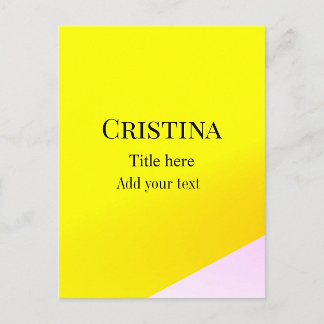 Yellow pink abstract add name title text pattern p postcard (Front)