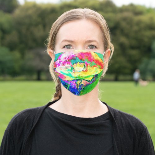 Yellow pink abstract poppy abstract watercolor  adult cloth face mask