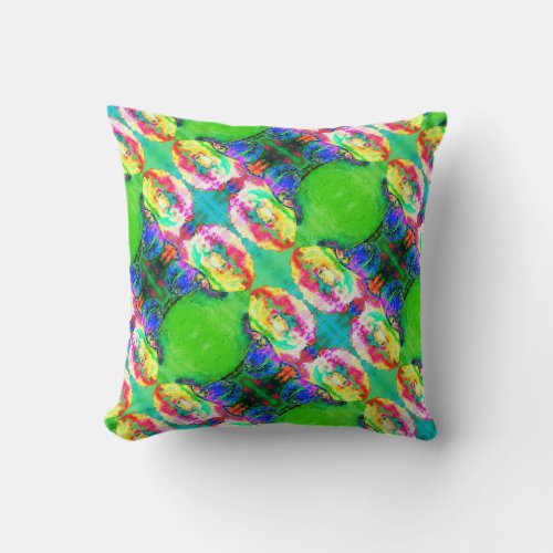 Yellow pink abstract poppy abstract watercolor  throw pillow