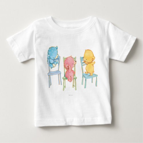 Yellow Pink and Blue Bears on Chairs Baby T_Shirt