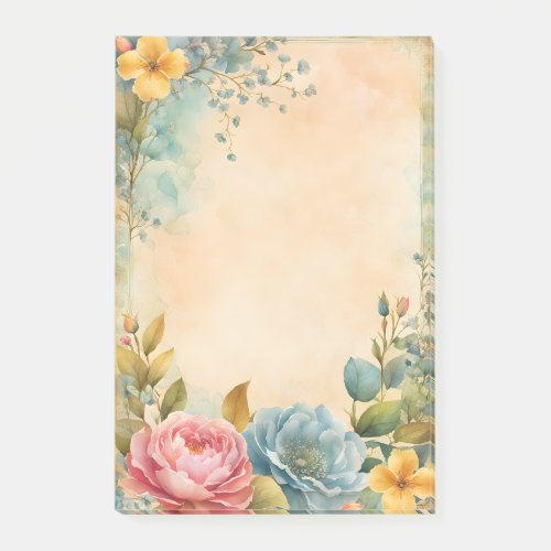 Yellow Pink and Blue Flowers Shabby Chic Post_it Notes