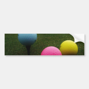 yellow pink and blue, Golf Balls Bumper Sticker