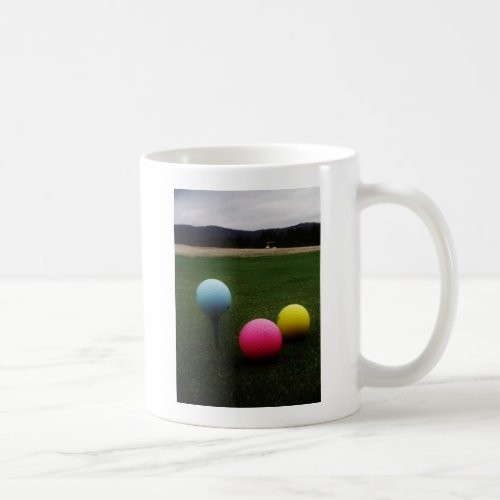yellow pink and blue Golf Balls Coffee Mug