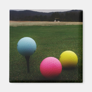 YELLOW, PINK AND BLUE Golf Balls Magnet