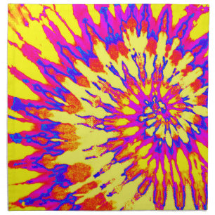 Yellow, Pink and Blue Spiral Tie Dye Cloth Napkin