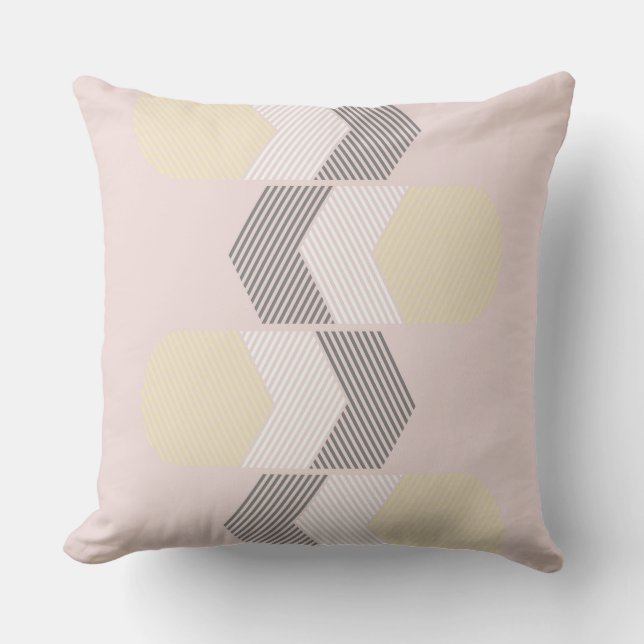 yellow,  pink and Gray Geometric Throw Pillow (Front)