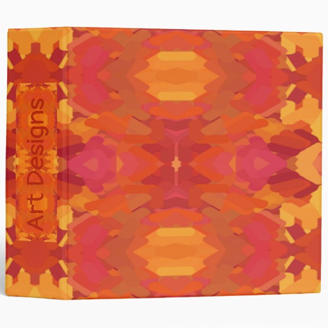 Yellow, Pink and Orange Kaleidoscope 3 Ring Binder (Front/Spine)