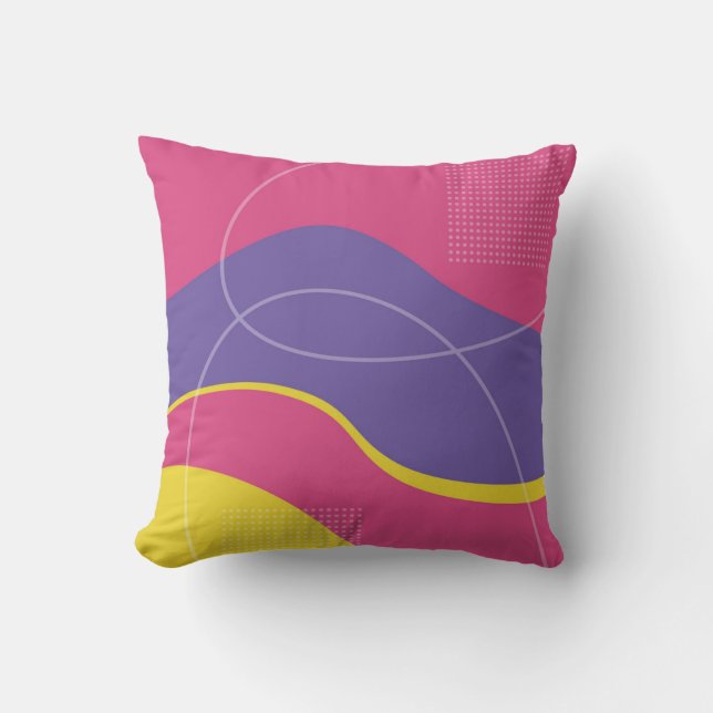 Yellow Pink and Purple Abstract Art Design  Throw Pillow (Front)