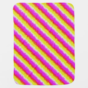 Yellow Pink Artdeco Rainbow Stripes Baby Blanket