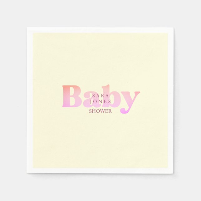 Yellow & Pink Baby Shower Napkins (Front)