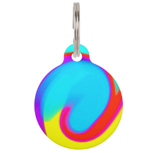 yellow pink blue abstract logo here name editable pet ID tag