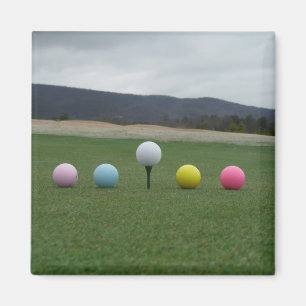 YELLOW, PINK, BLUE AND WHITE Golf Balls Magnet