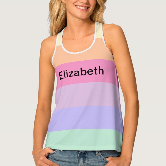 Yellow Pink Blue Green Purple Womens Names Tank Top (Front)