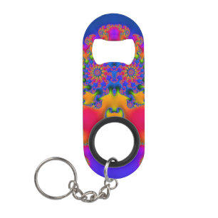 ~ Yellow Pink Blue Orange Fractal ~ Original ~ Keychain Bottle Opener