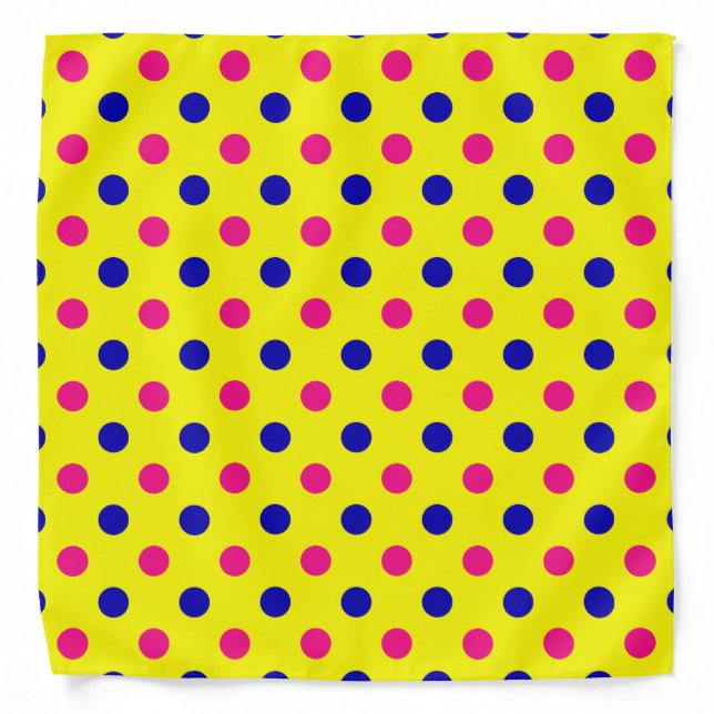 Yellow Pink Blue Polka Dot Pattern Bandana (Front)