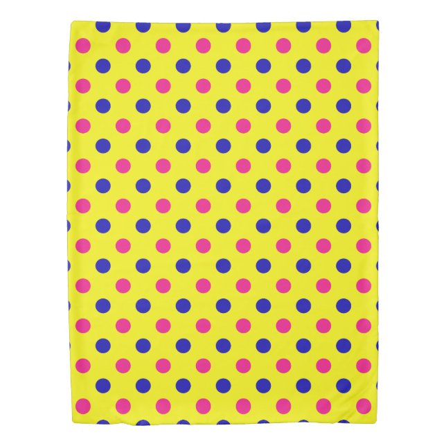 Yellow Pink Blue Polka Dot Pattern Duvet Cover (Front)