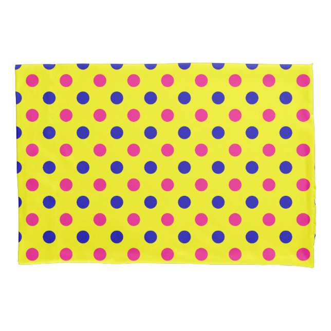 Yellow Pink Blue Polka Dot Pattern Pillow Case (Front)
