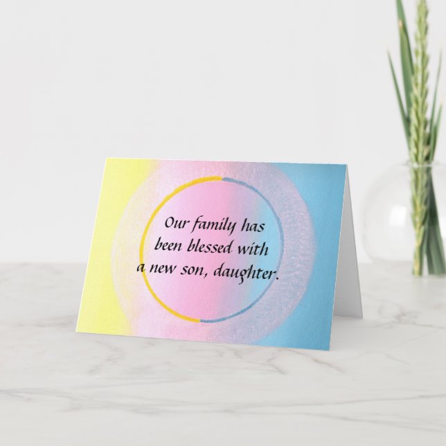 Yellow Pink Blue Sphere Adoption Announcement Card (Front)