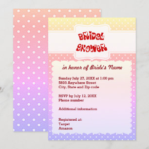 Yellow Pink Blue & White Dots Heart Bridal Shower Invitation