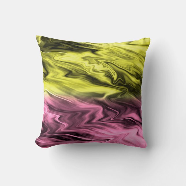 Yellow Pink Blurred Marble Pattern  Throw Pillow (Front)