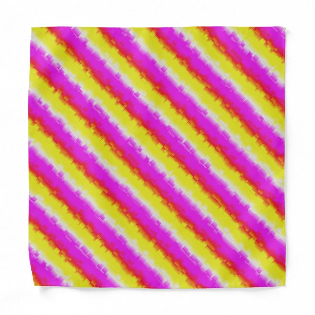 Yellow Pink Broken Glass Rainbow Stripes Bandana (Front)
