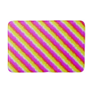 Yellow Pink Broken Glass Rainbow Stripes Bath Mat
