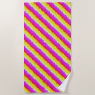 Yellow Pink Broken Glass Rainbow Stripes Beach Towel
