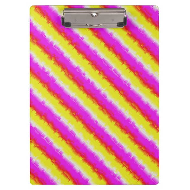 Yellow Pink Broken Glass Rainbow Stripes Clipboard (Front)