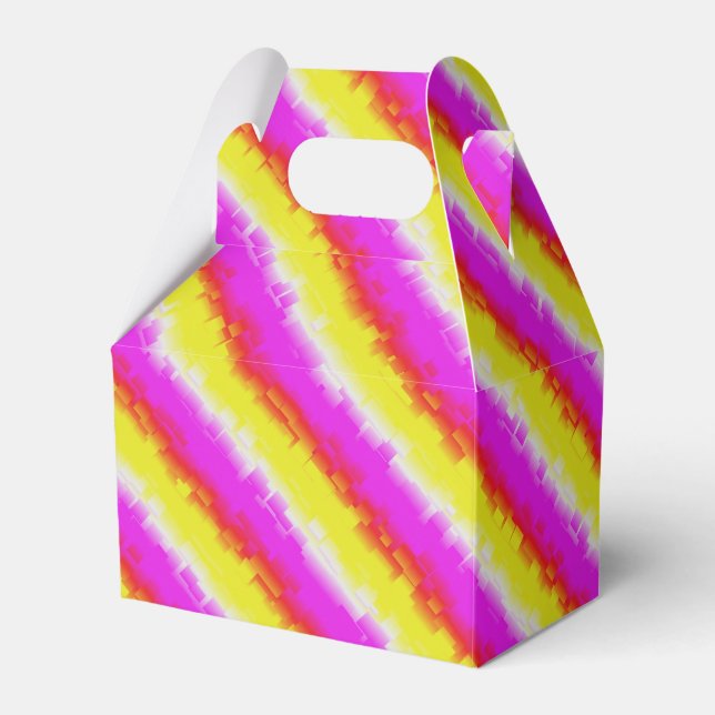 Yellow Pink Broken Glass Rainbow Stripes Favor Boxes (Front Side)