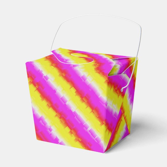 Yellow Pink Broken Glass Rainbow Stripes Favor Boxes (Front Side)