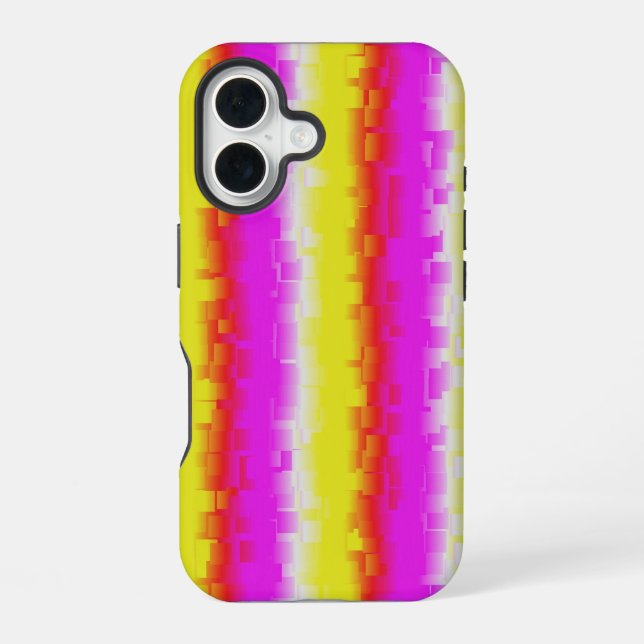 Yellow Pink Broken Glass Rainbow Stripes iPhone Case (Back)
