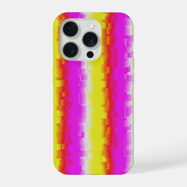 Yellow Pink Broken Glass Rainbow Stripes iPhone Case (Back)