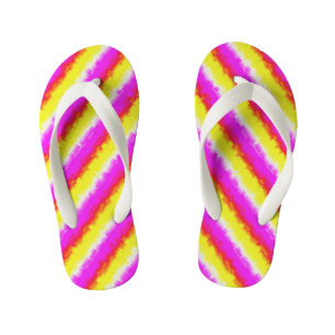 Yellow Pink Broken Glass Rainbow Stripes Kid's Flip Flops