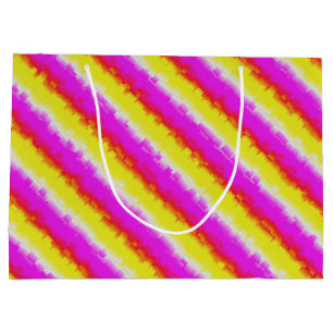 Yellow Pink Broken Glass Rainbow Stripes Large Gift Bag