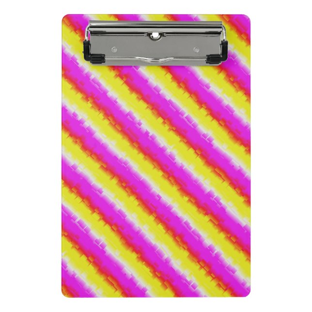 Yellow Pink Broken Glass Rainbow Stripes Mini Clipboard (Front)