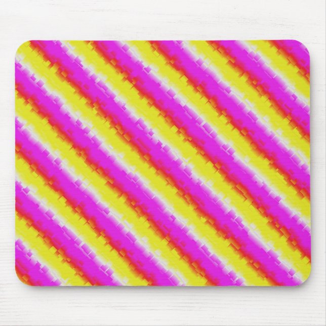 Yellow Pink Broken Glass Rainbow Stripes Mouse Pad (Front)