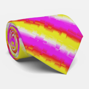 Yellow Pink Broken Glass Rainbow Stripes Neck Tie