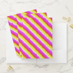 Yellow Pink Broken Glass Rainbow Stripes Pocket Folder