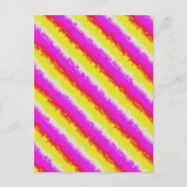 Yellow Pink Broken Glass Rainbow Stripes Postcard (Front)