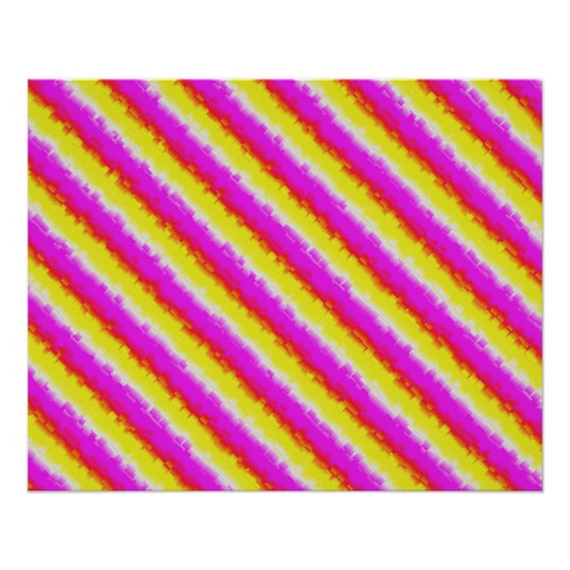 Yellow Pink Broken Glass Rainbow Stripes Poster (Front)