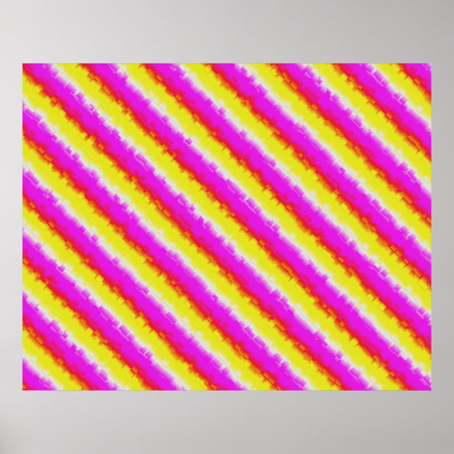 Yellow Pink Broken Glass Rainbow Stripes Poster (Front)