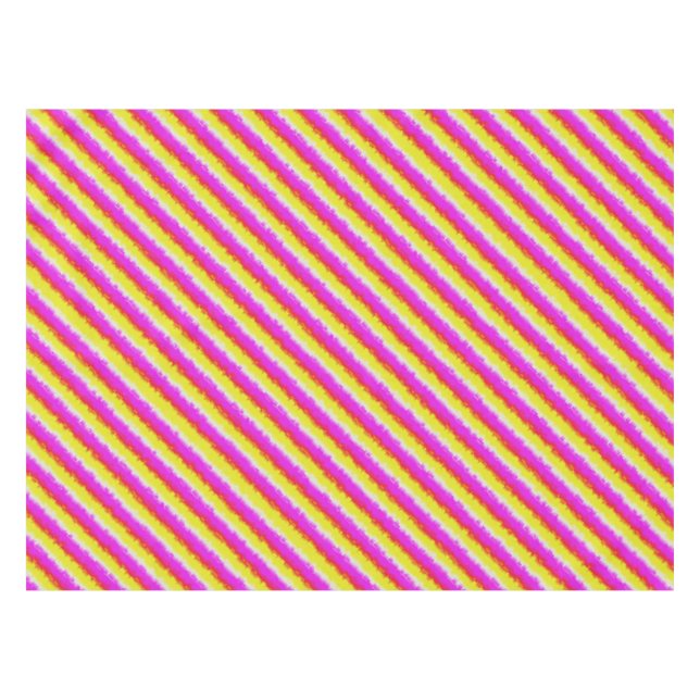 Yellow Pink Broken Glass Rainbow Stripes Tablecloth (Front (Horizontal))
