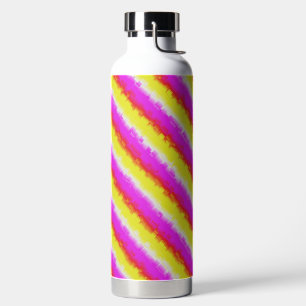 Yellow Pink Broken Glass Rainbow Stripes Water Bottle