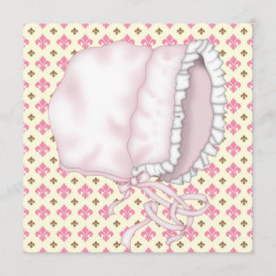 Yellow Pink Brown Fleur de Lis Baby Shower Invitation