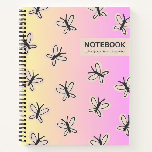 Yellow pink Butterflies Notebook