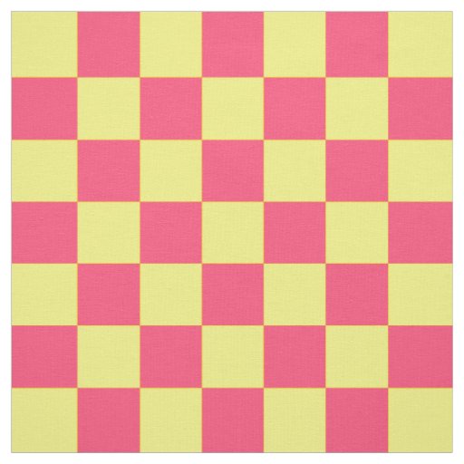 Yellow Pink Check Chequer Pattern Textile Fabric